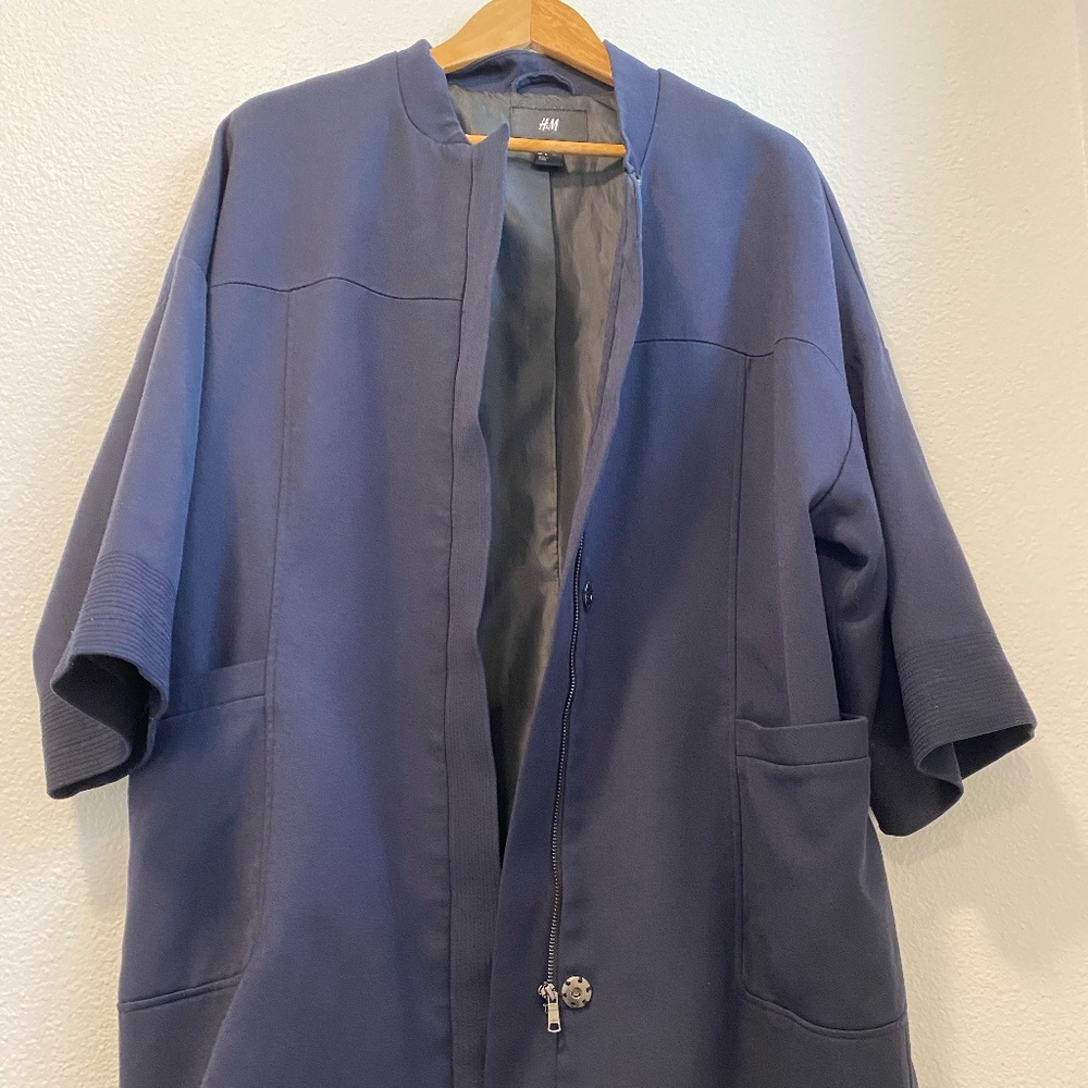 H & M Navy Quarter Length Sleeve Jacket